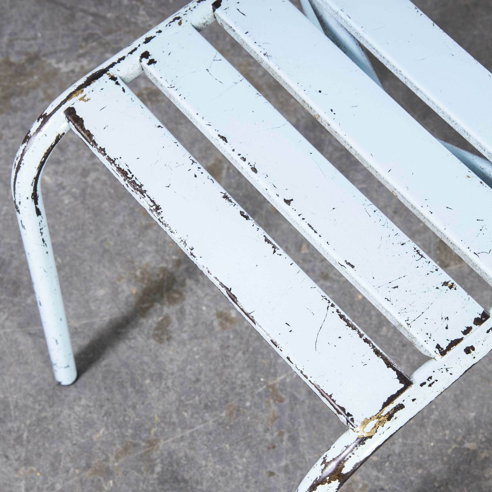 1950’s French Artprog Sky Blue Metal Stacking Outdoor Chairs \ photo buy