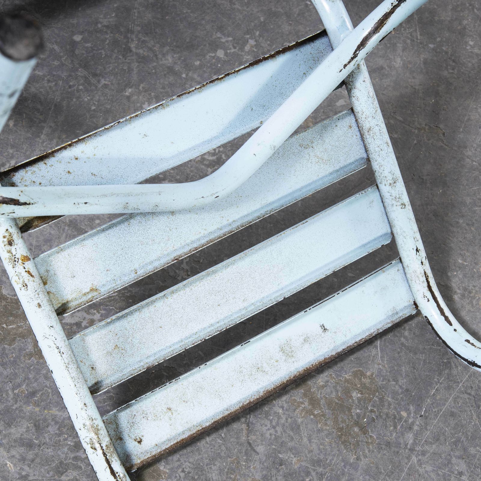 1950’s French Artprog Sky Blue Metal Stacking Outdoor Chairs \ photo vintage