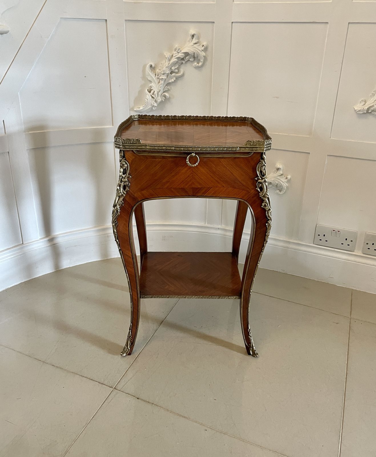 Fine Quality Antique Freestanding French Kingwood And Ormolu Mounted Side Table