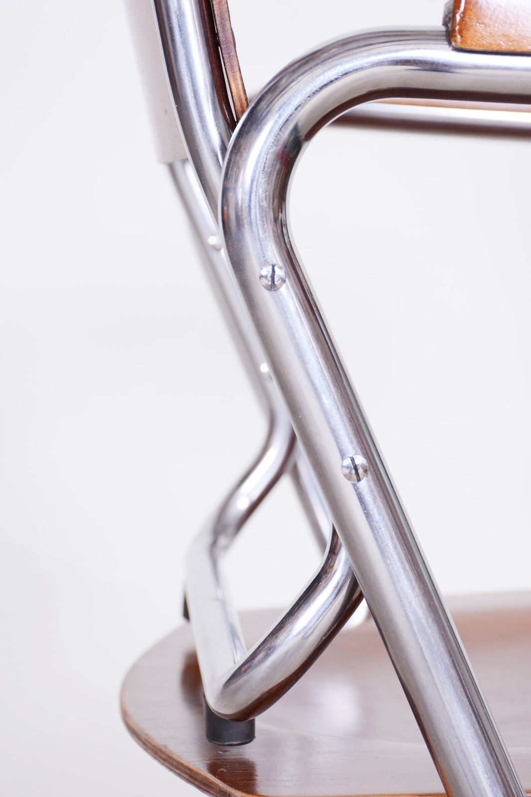 Restored Bauhaus Folding Chair, Beech Plywood, Revived Polish, Czechia, 1930s photo for sale