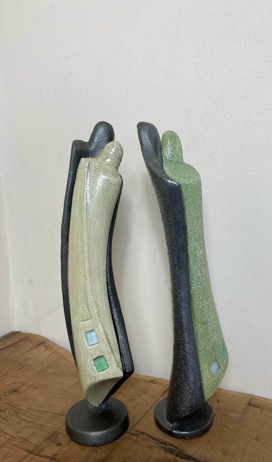 Mid Century, Designer Art Deco Metal And Plaster Sculptures, Art Figure Collectible Abstract Piece photo Art