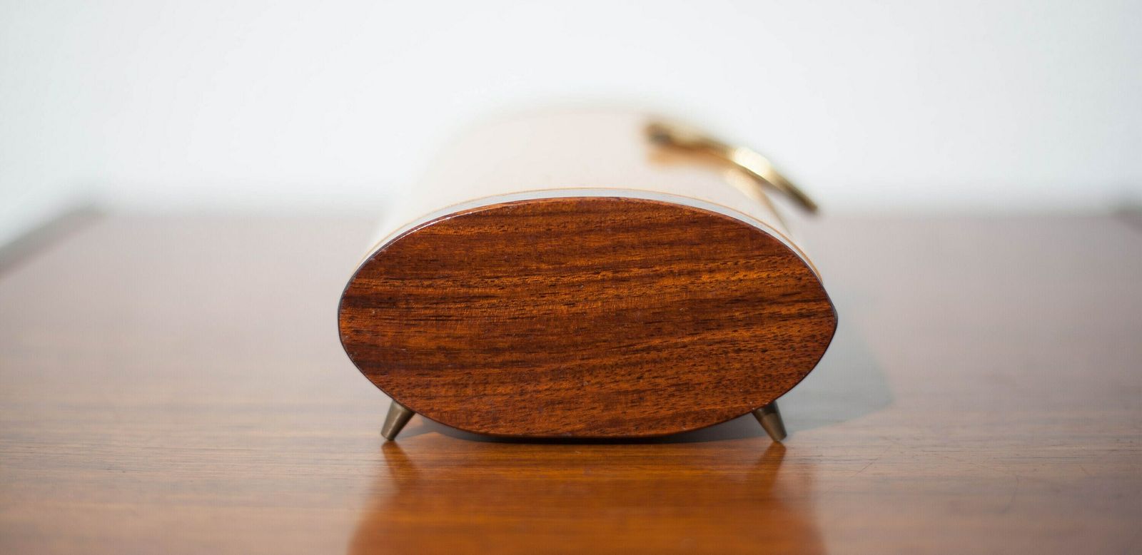 Vintage Modernist Wooden Box With Compass Feet photo for sale