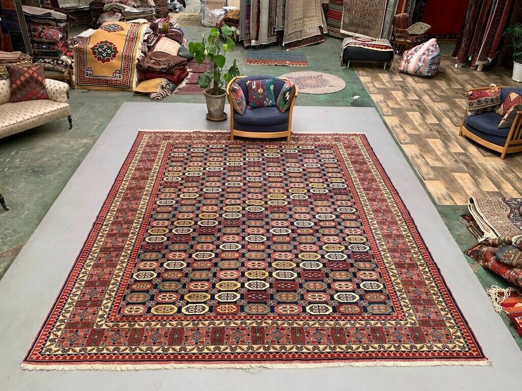 Turkish Bergama Rug 385x320 Cm Vintage Carpet, Tribal Large Square photo furniture