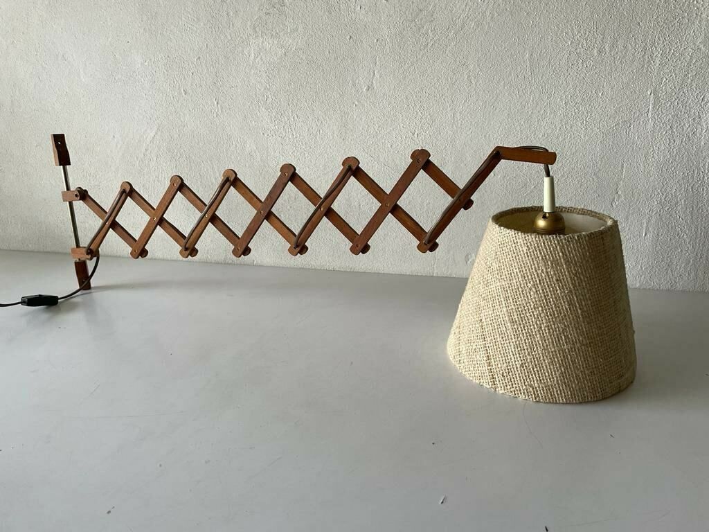 Mid Century Modern Fabric And Wood Accordion Lamp, 1960s