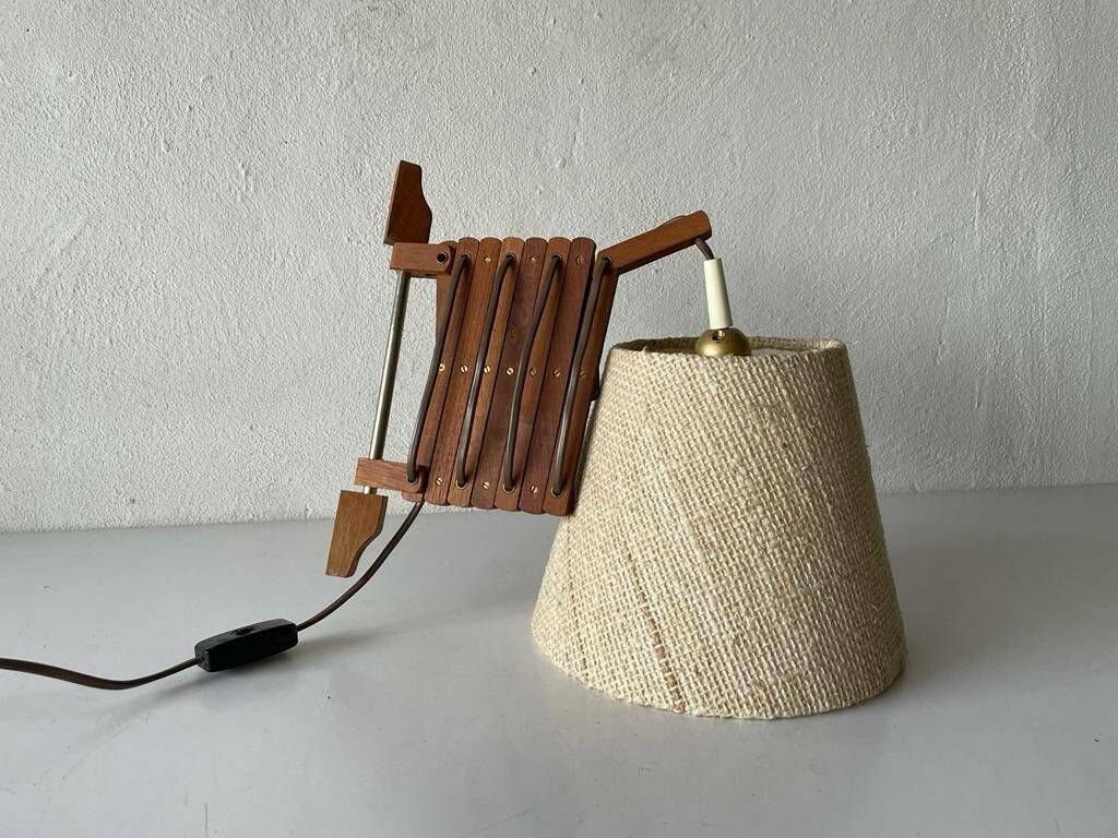 Mid Century Modern Fabric And Wood Accordion Lamp, 1960s photo vinterior