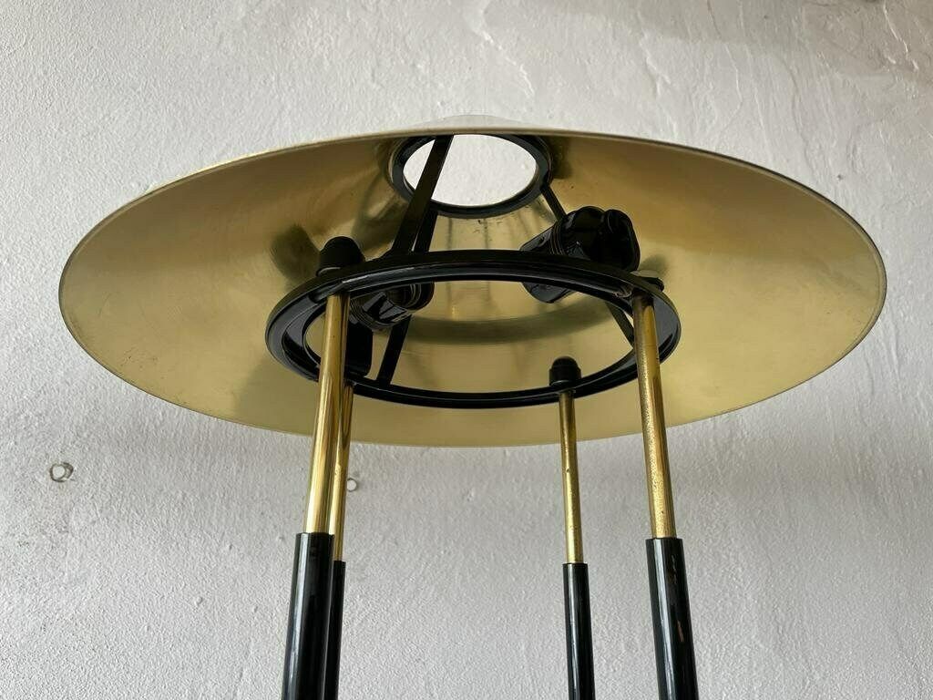 photo furniture Mid Century Modern Brass Shade Atomic Body Elegant Pair Of Xxl Table Lamps, 1980s, Germany
