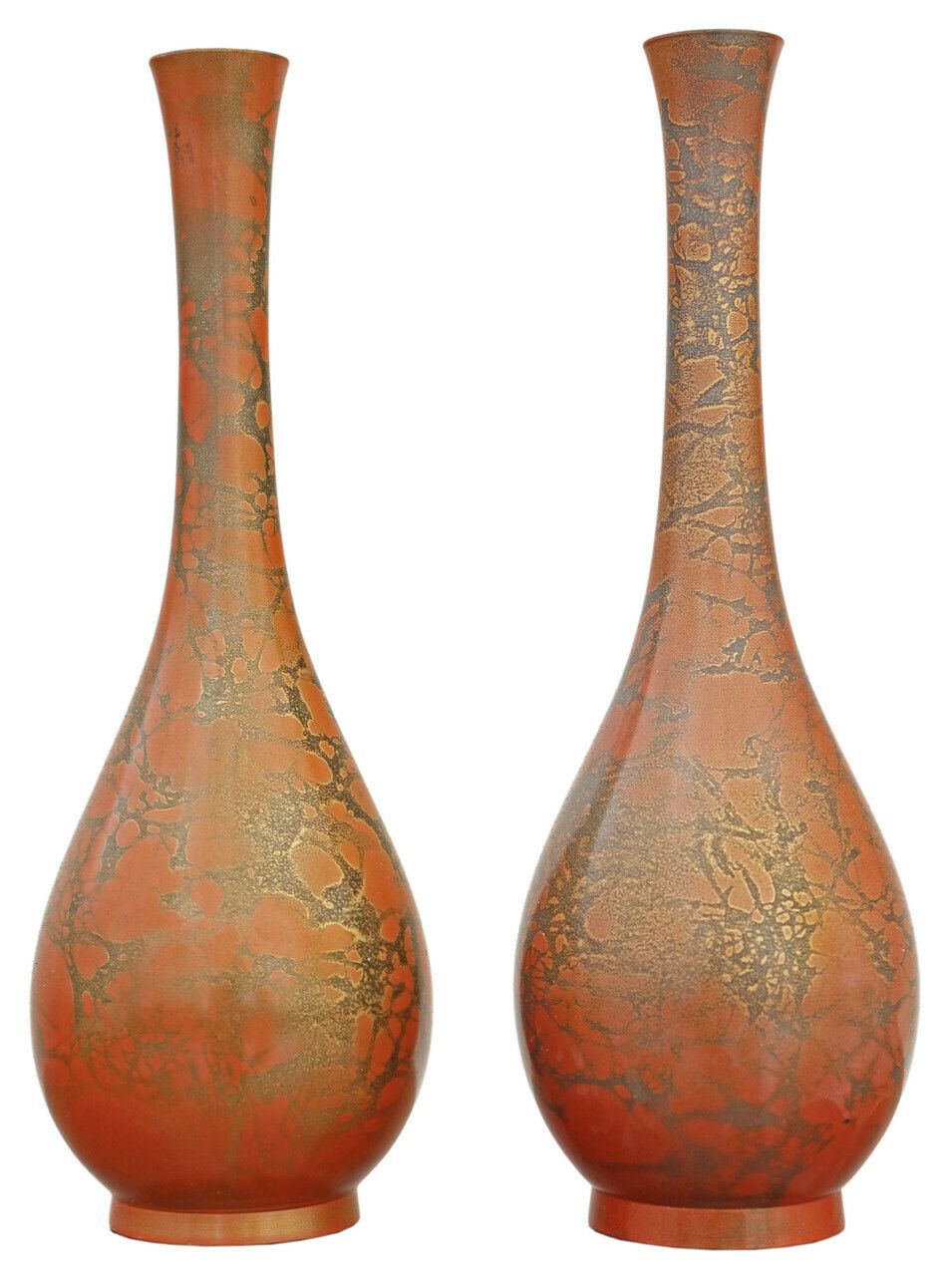 Antique Fine Quality Japanese Period Rare Pair Of Murashido Bronze Vases C1970