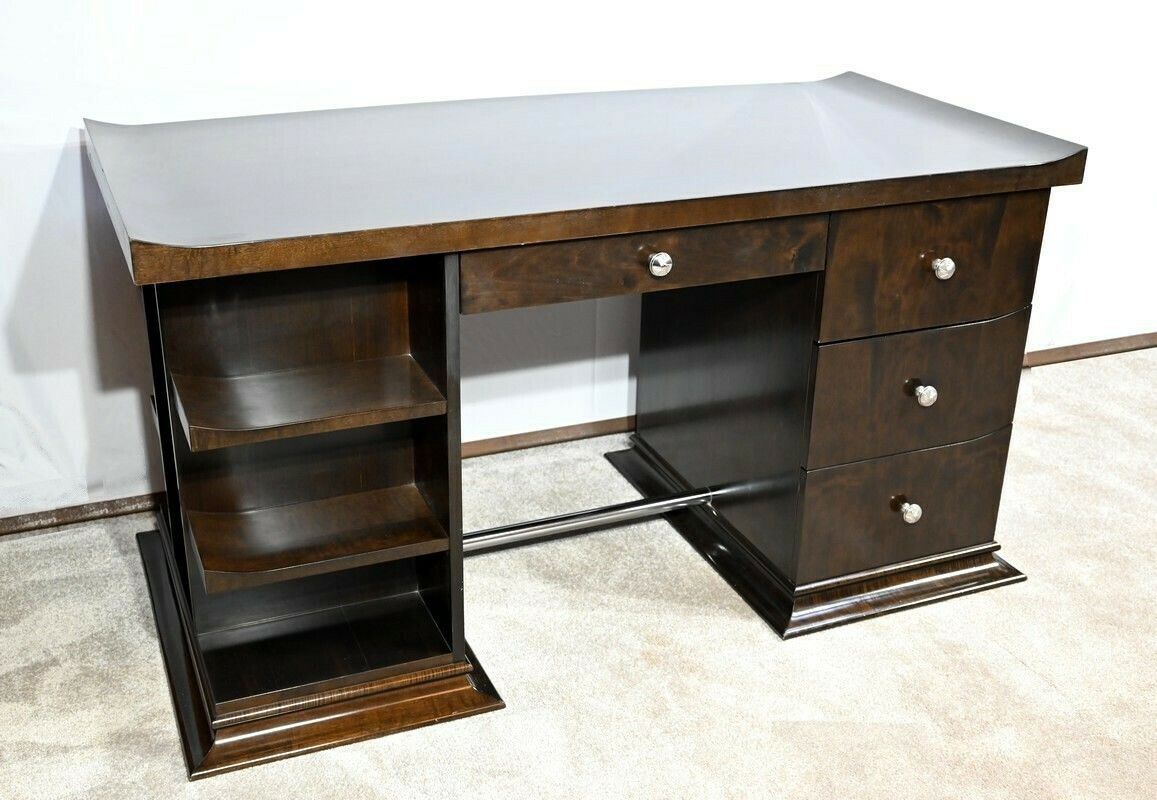 Sycamore Desk And Armchair Set, Attributed To Hugues Chevalier – 1980 photo for sale