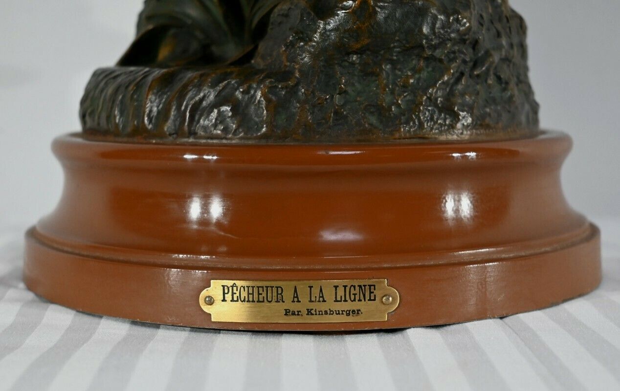 photo buy Important Spelter "The Angler", Signed S.Kindsburger   Early 20th Century