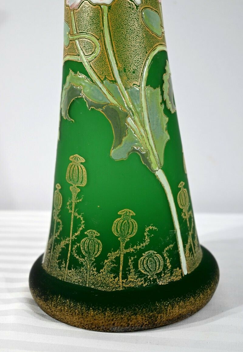 Pair Of Glass Paste Vases, Legras, Art Nouveau   Late 19th Century photo vintage