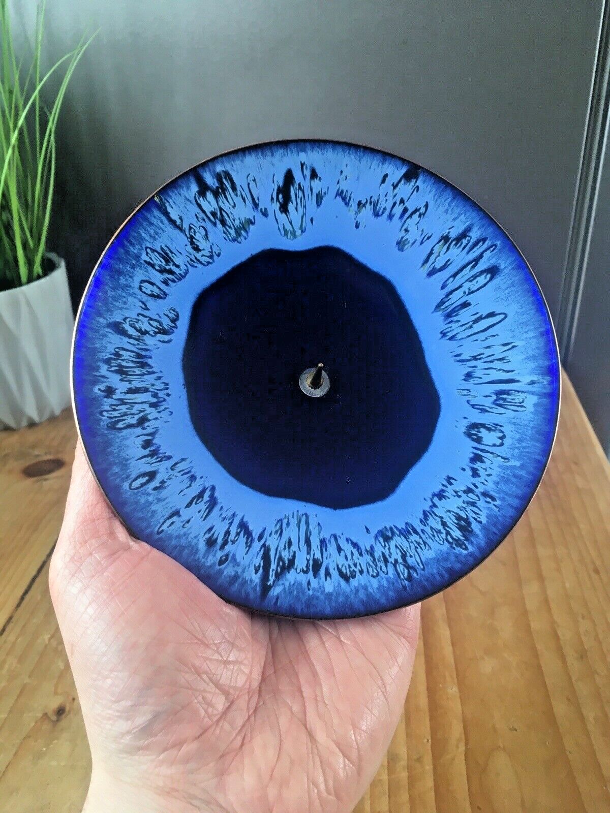 Mid Century Modern Fischland 60s Enamel Eyeball Dish Spike Candle Holder Vintage photo Home Decor