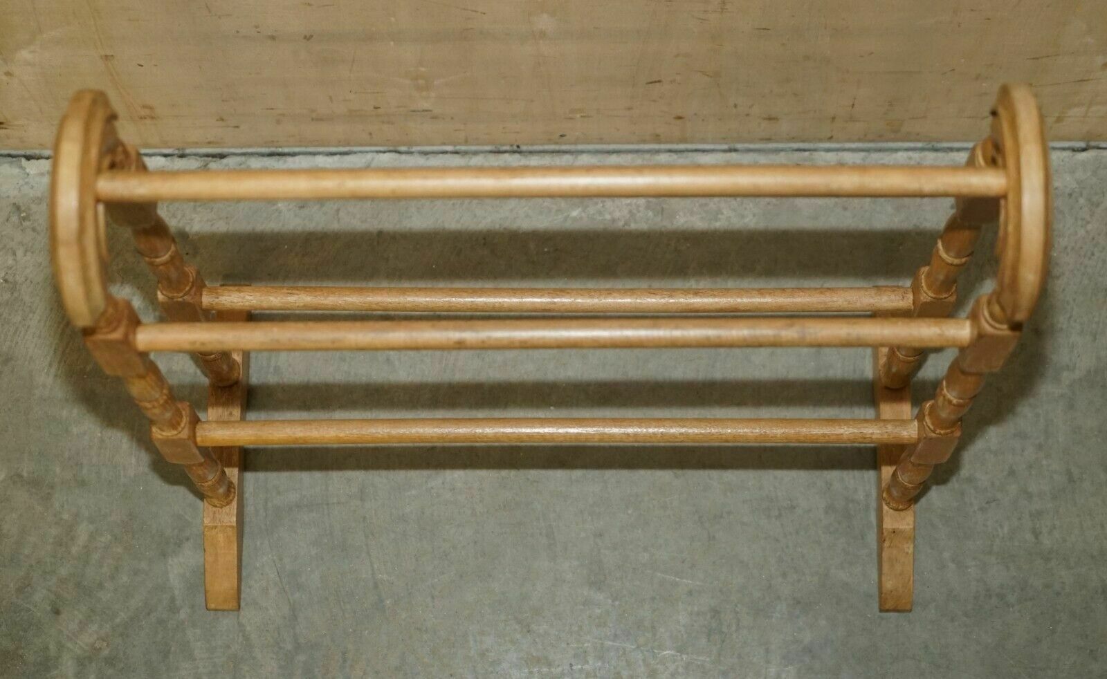 Furniture Stunning Antique Circa 1900 Victorian Pine Towel Rail Elegant Turned Design photo