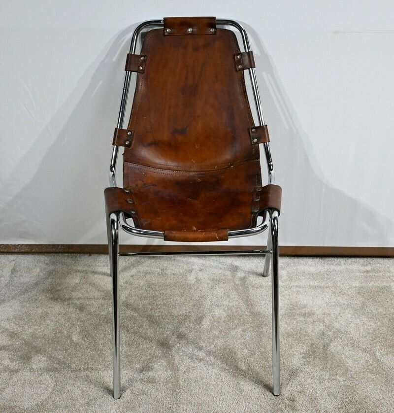 Chair In Metal And Leather, By C.Perriand For Les Arcs – 1960s photo for sale