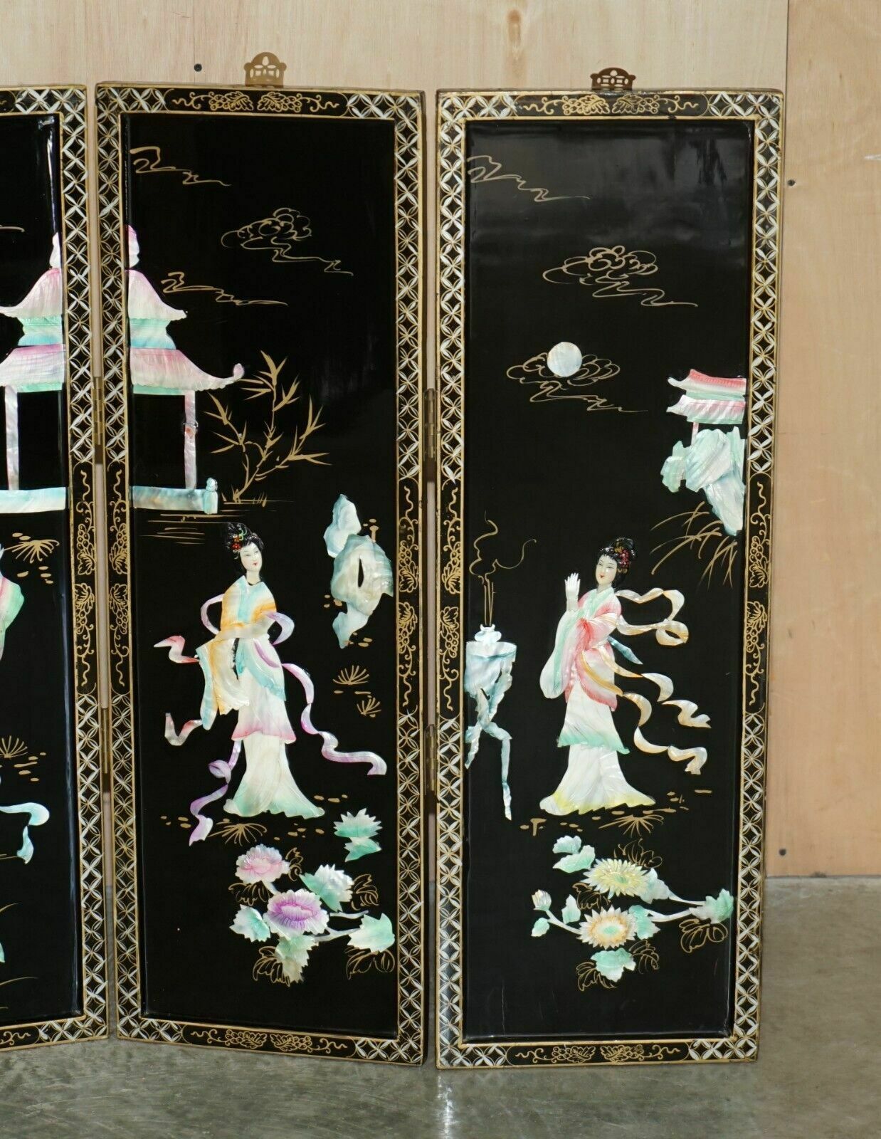 Rare & Collectable Antique Chinese Export Soapstone Folding Screen Room Divider photo Home Decor