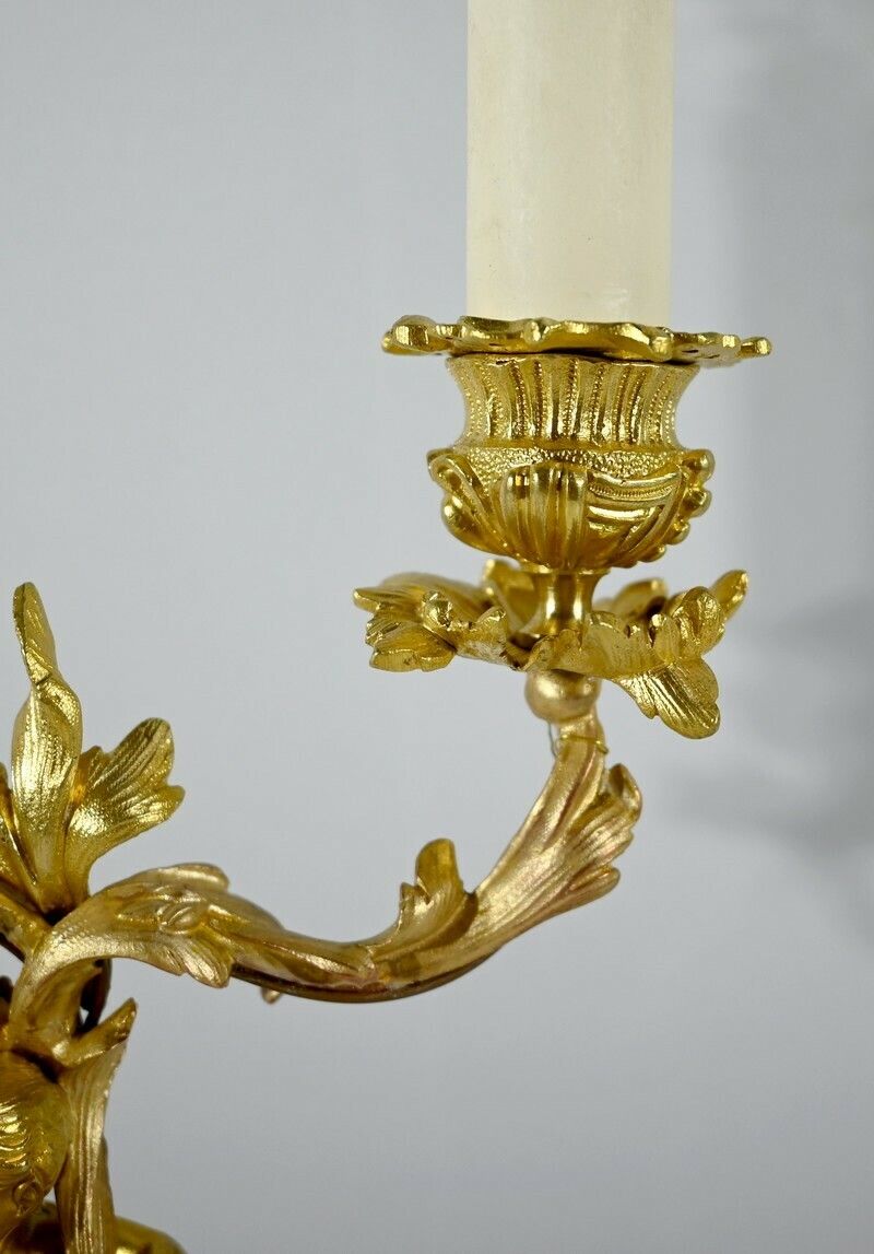 photo vinterior Pair Of Gilt Bronze Candlesticks   Late 19th Century