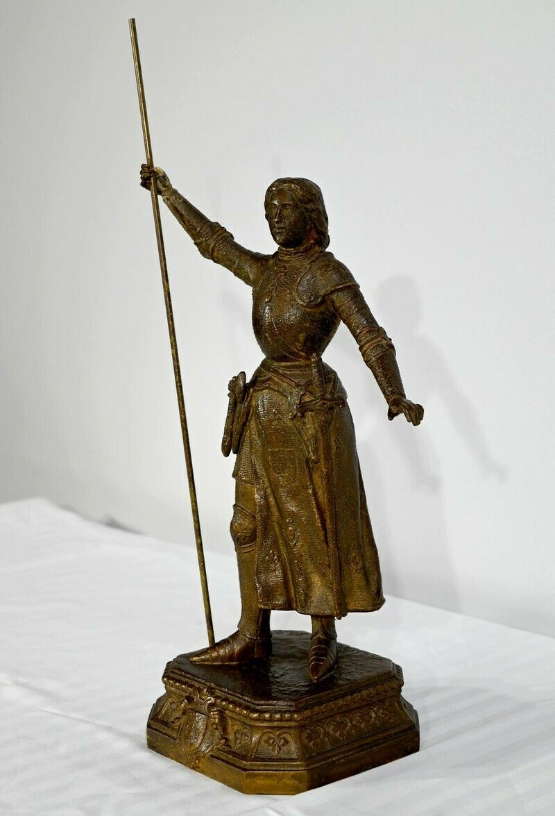 Spelter Of Joan Of Arc Victorious, Signed A. Foulon   Late 19th Centur photo for sale
