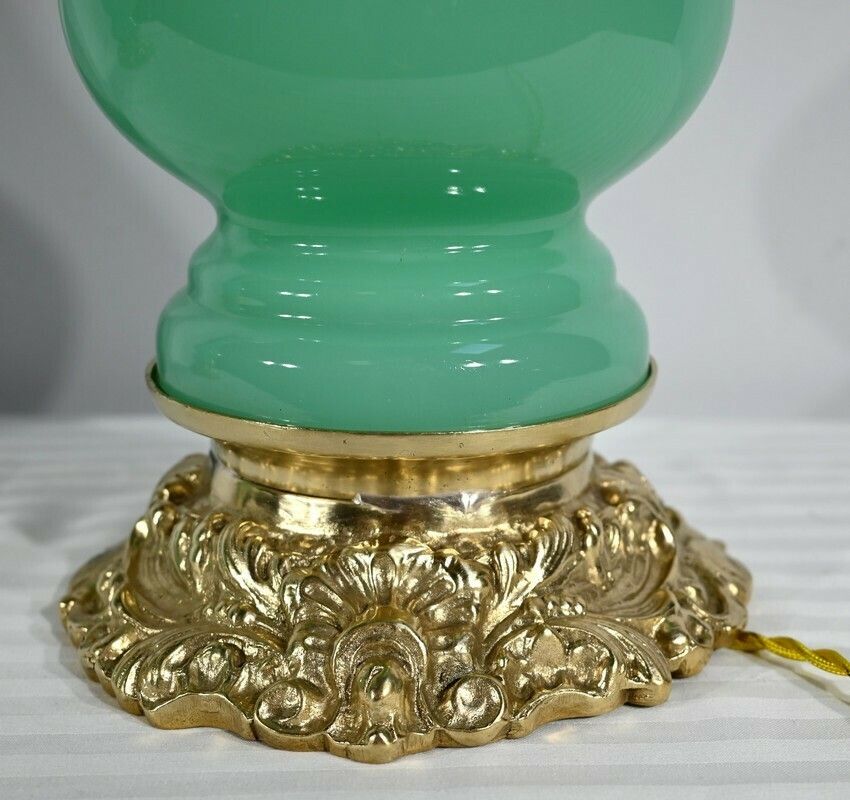 2734.65 Pair Of Opaline And Bronze Lamps   Late 19th Century photo