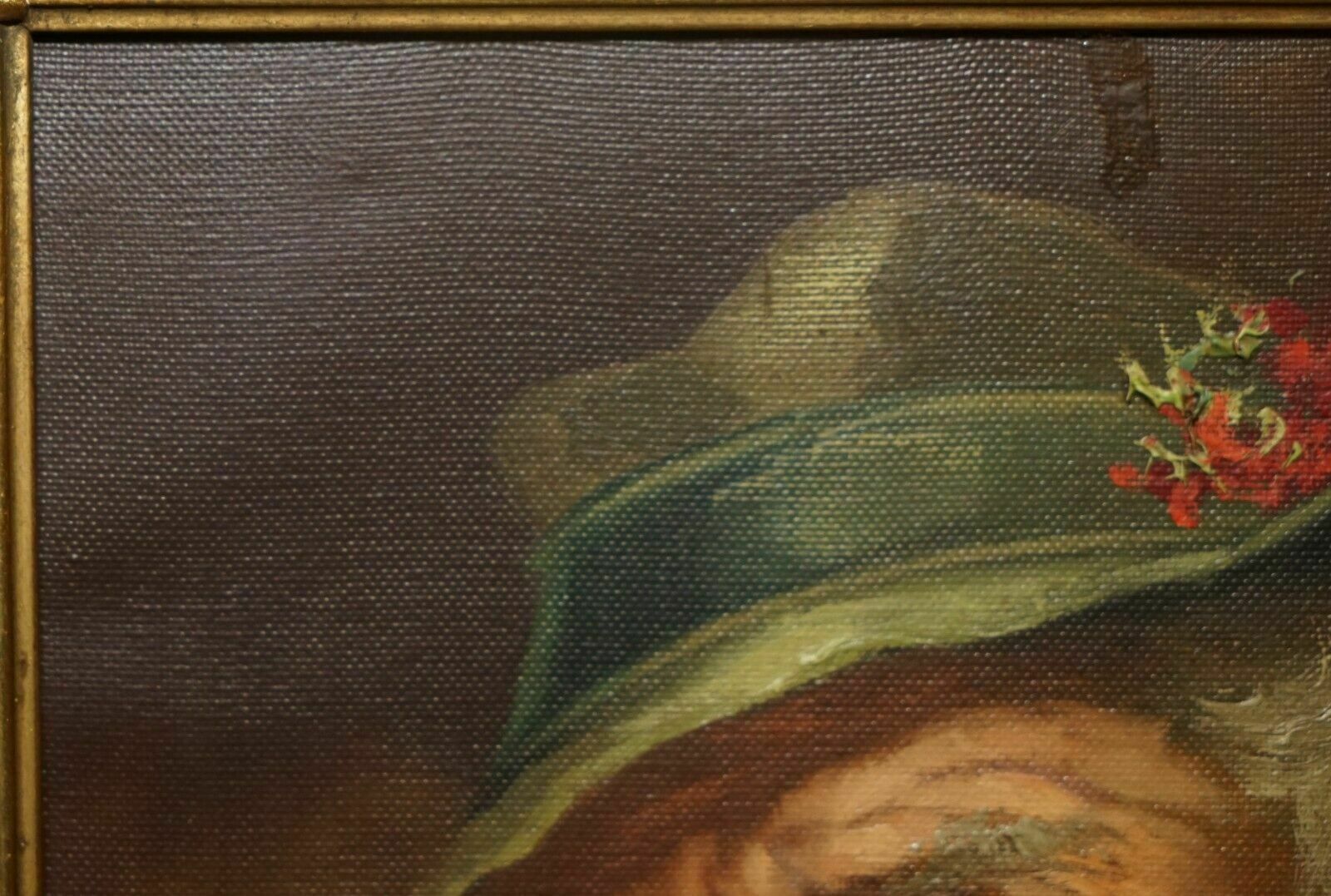 Antique Signed Dutch Oil On Canvas Painting Of Old Man Man With Grey Hair & Cap photo 1250.0
