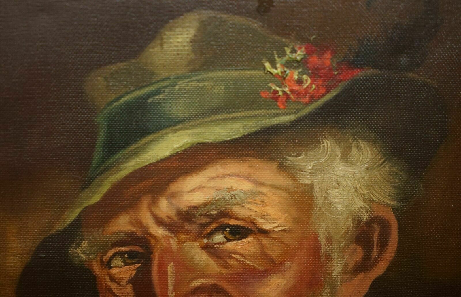 photo furniture Antique Signed Dutch Oil On Canvas Painting Of Old Man Man With Grey Hair & Cap