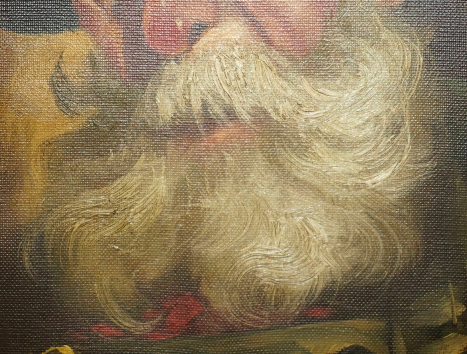 photo vinterior Antique Signed Dutch Oil On Canvas Painting Of Old Man Man With Grey Hair & Cap