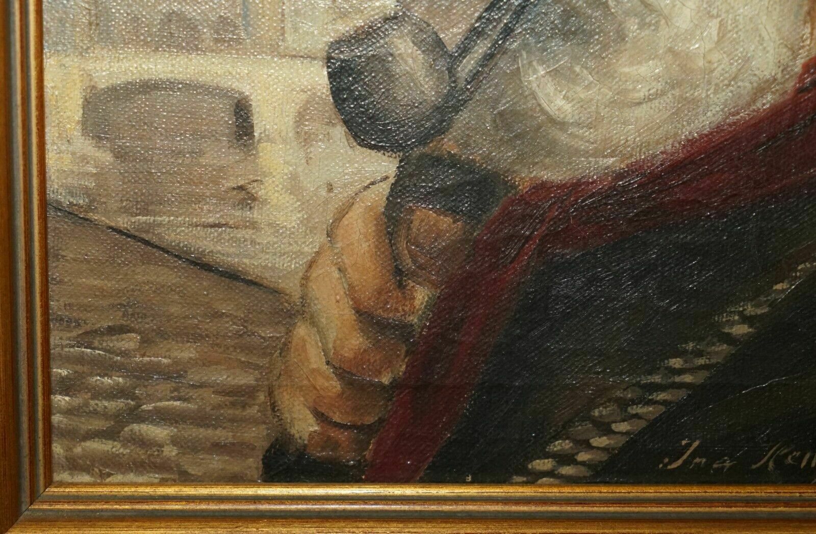 photo for sale Jma Kensinck Signed Dutch Oil On Canvas Painting Of Old Man Smoking A Pipe