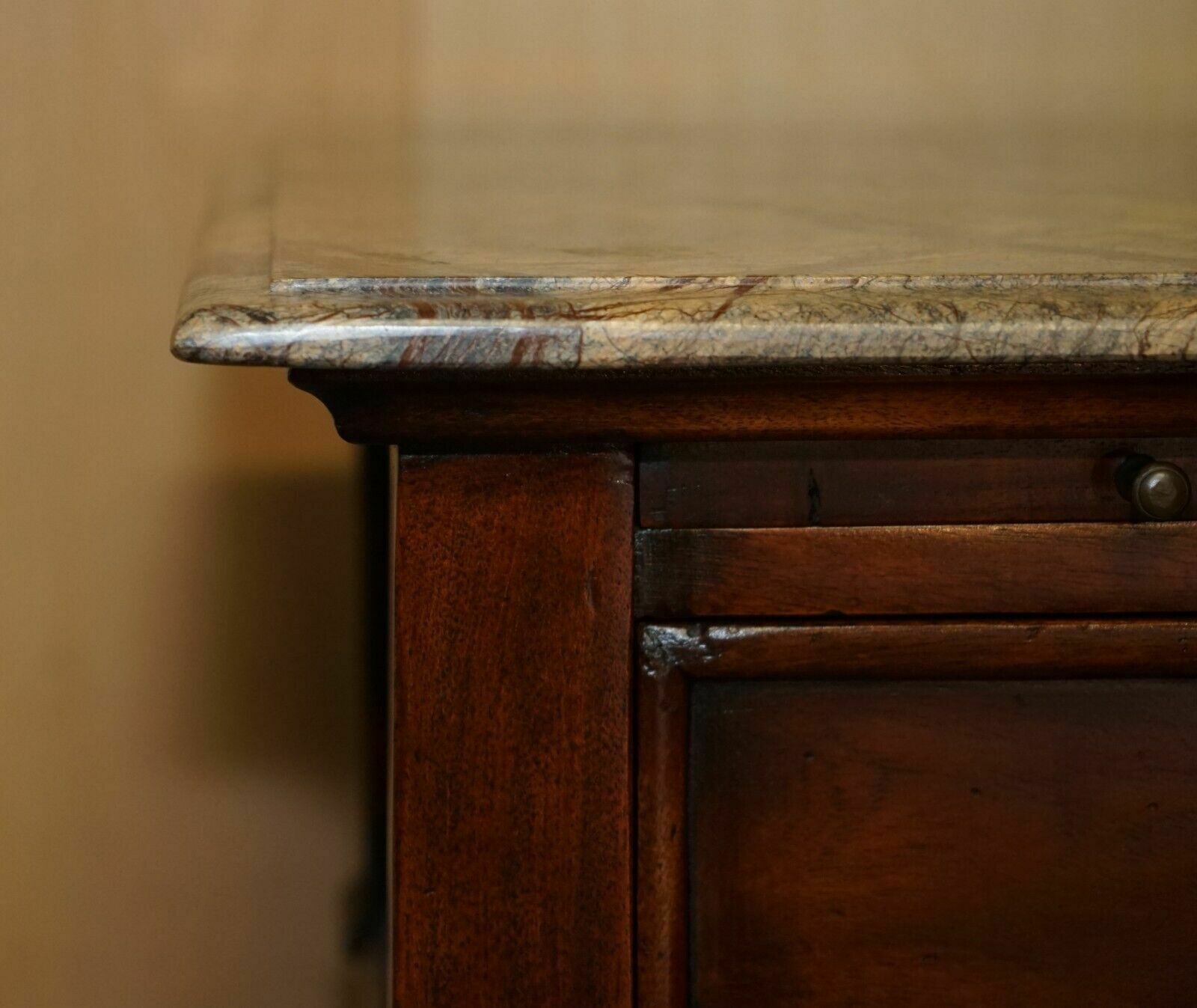 Marble Topped Side Table With Wine Bottle Holders For 20 Bottles & Serving Tray photo vinterior