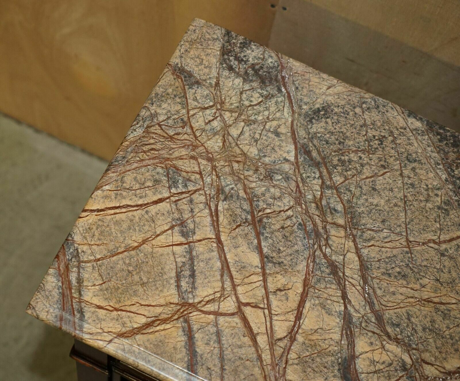 photo vinterior Marble Topped Side Table With Wine Bottle Holders For 20 Bottles & Serving Tray