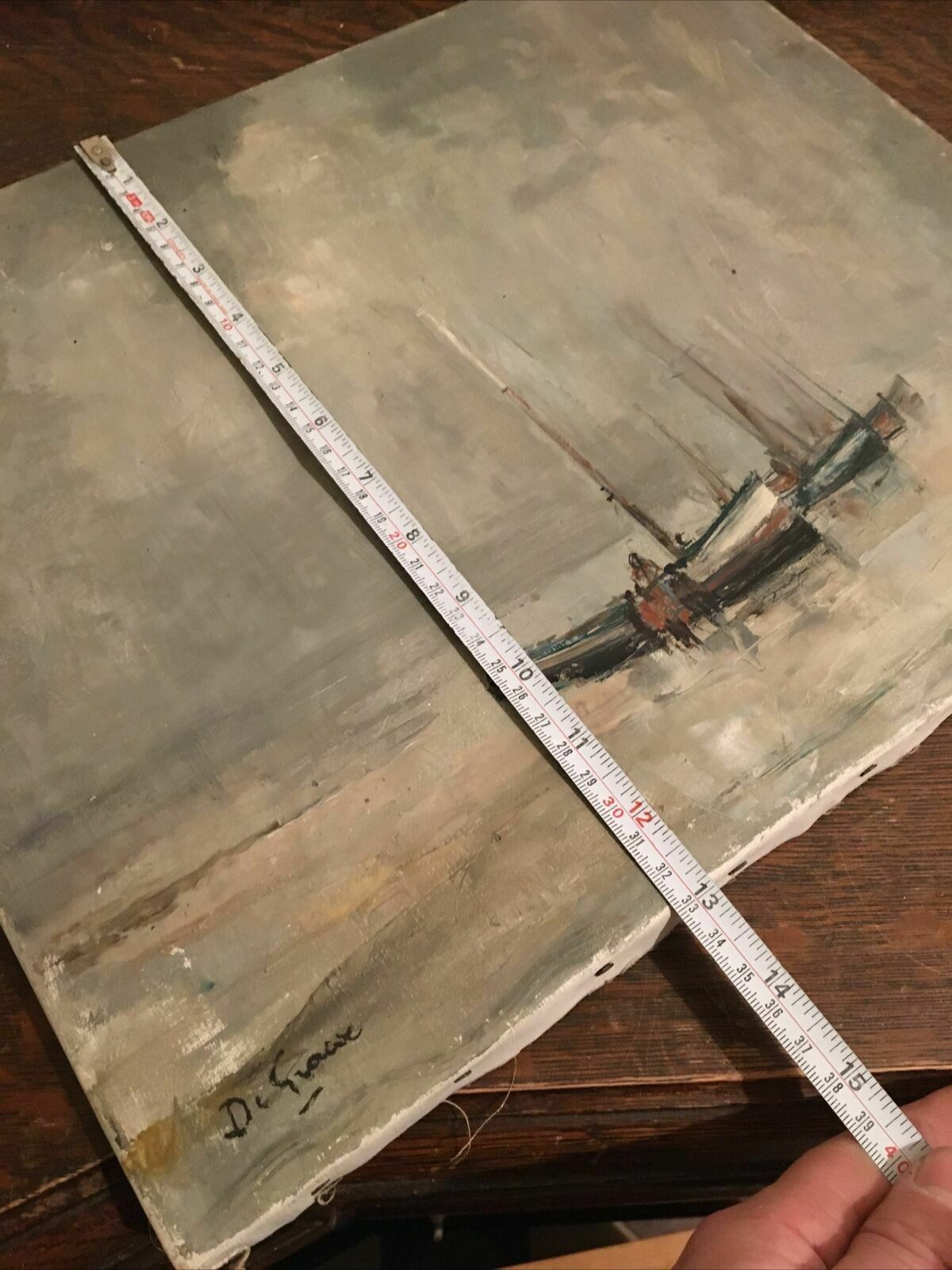 photo for sale Vintage Seascape Signed De Grasse Oil Painting