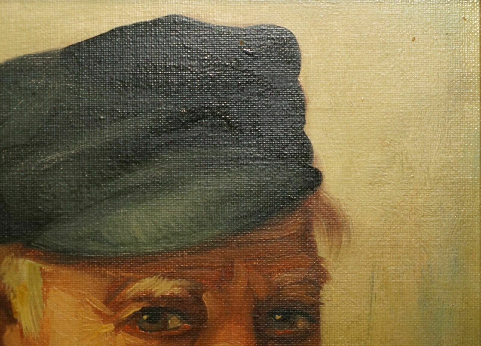 Antique Signed Dutch Oil On Canvas Painting Of Old Man Fisherman Smoking A Pipe photo vinterior
