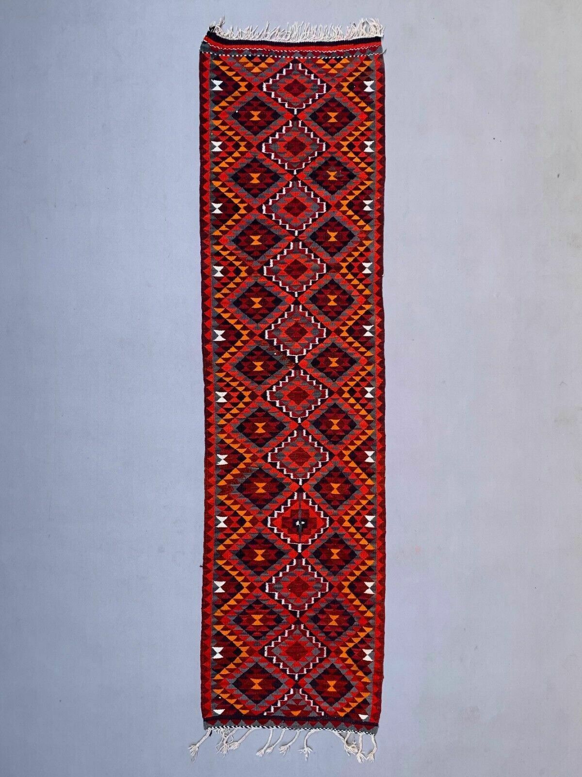 Old Turkish Kilim Runner, Vintage Kelim Rug, Long And Narrow