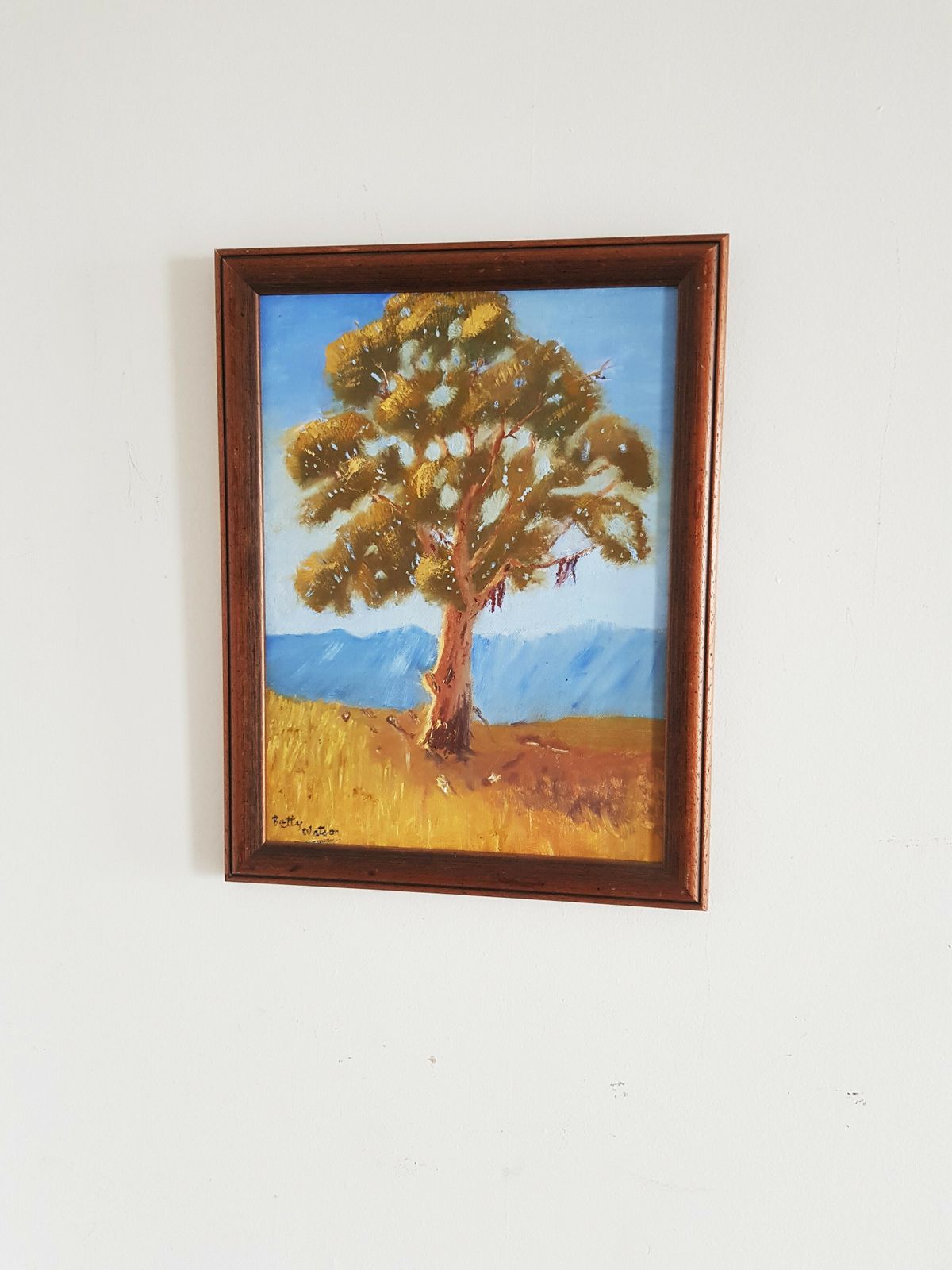 Oil On Canvas By Us Artist Betty Watson Of A Sunlit Tree photo Art