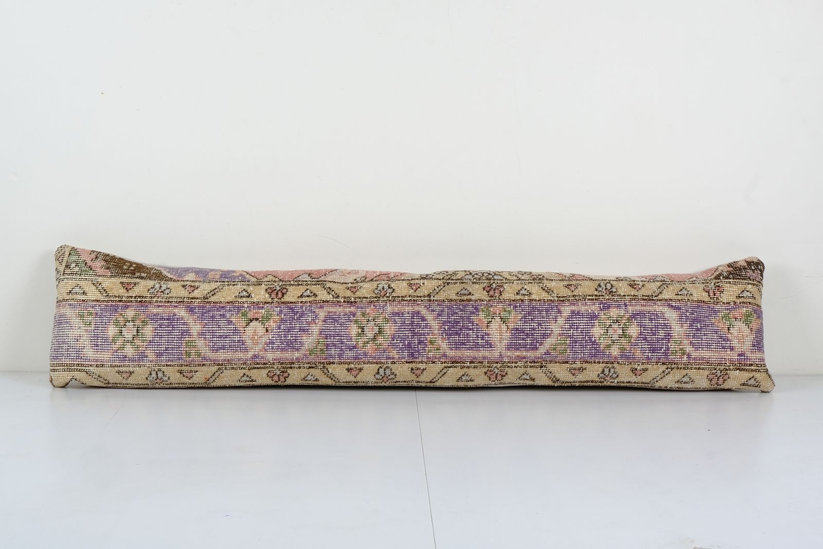 Turkish Oversize Carpet Pillow, Anatolian Blue Handmade Wool Cushion Cover 11'' X 46''