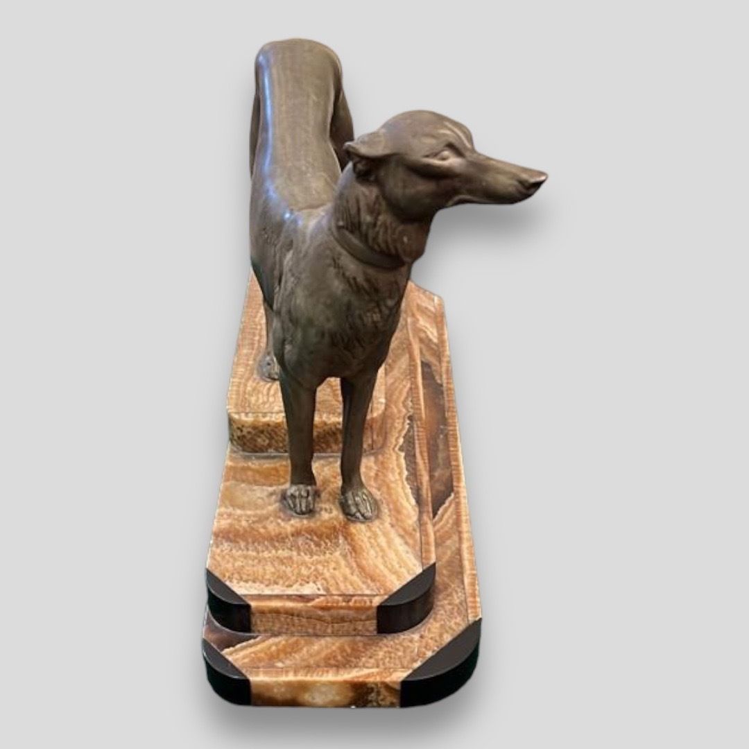 Beautiful Spelter Lurcher Figure In The Manner Of Irénée Rochard photo for sale