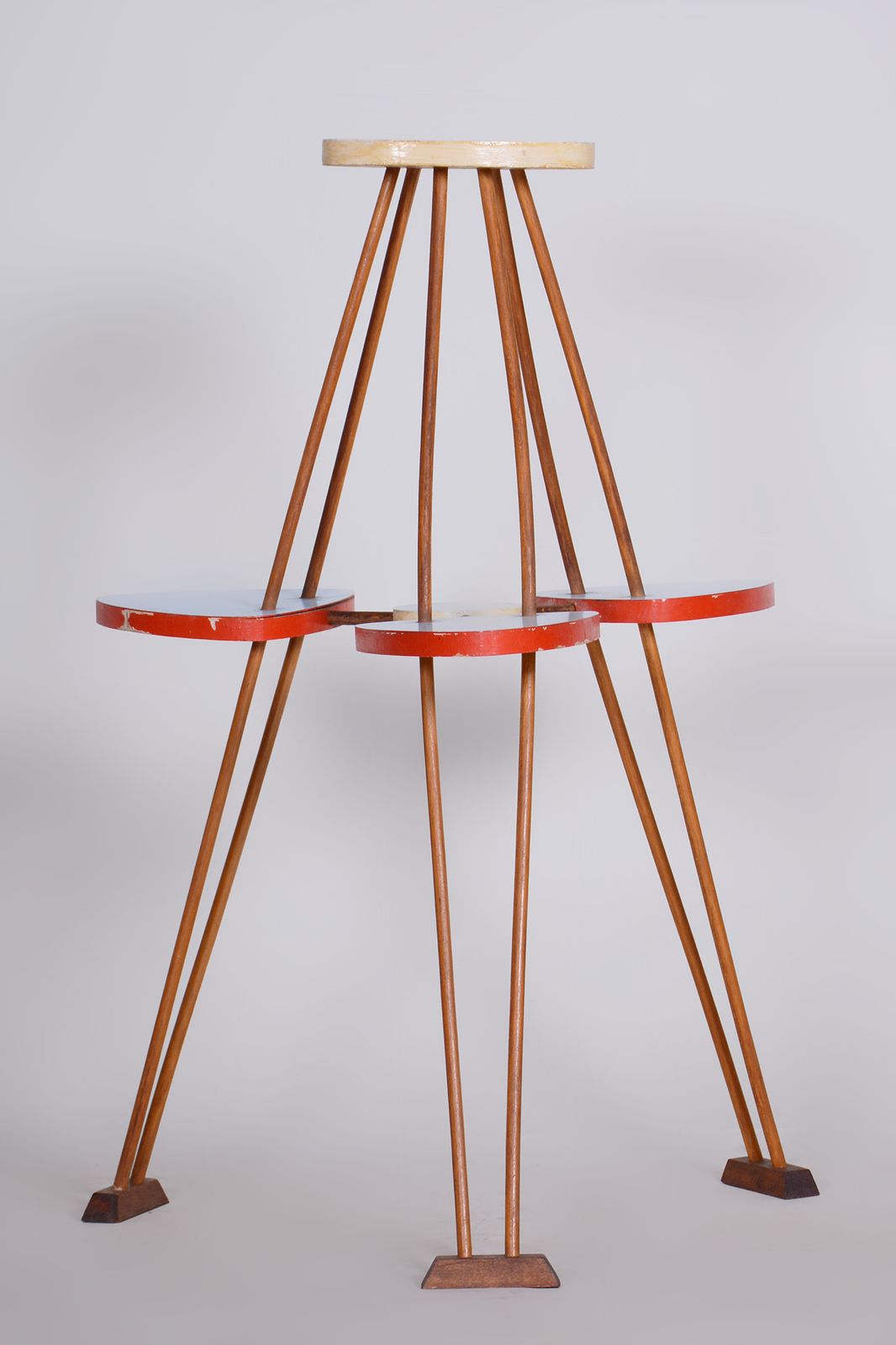 Unusual Restored Mid Century Flower Stand, Beech And Umakart, Czechia, 1950s photo buy