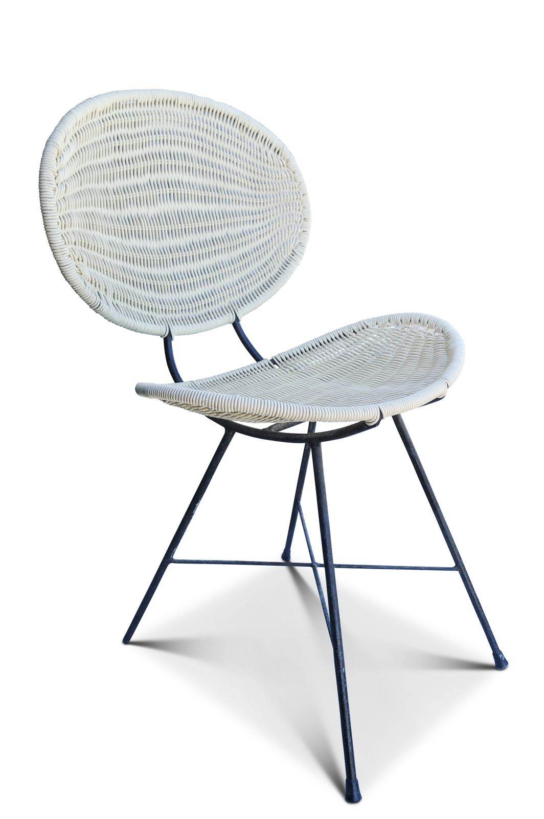 Mid Century Modern Cream Rattan Butterfly Chair With An Iron Frame Circa 1950's Ol