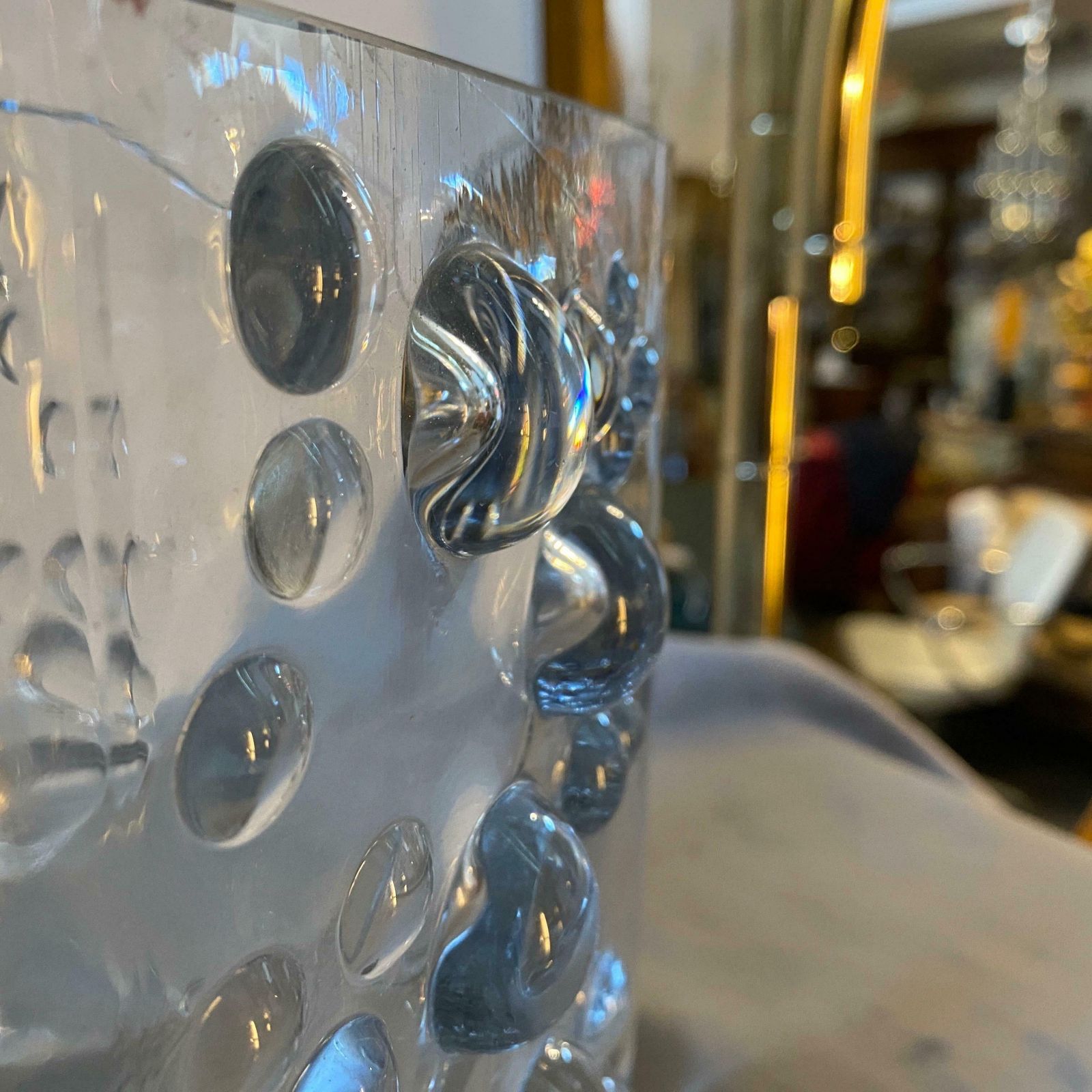 1970s Space Age Transparent Glass Italian Oval Bubble Vase photo buy