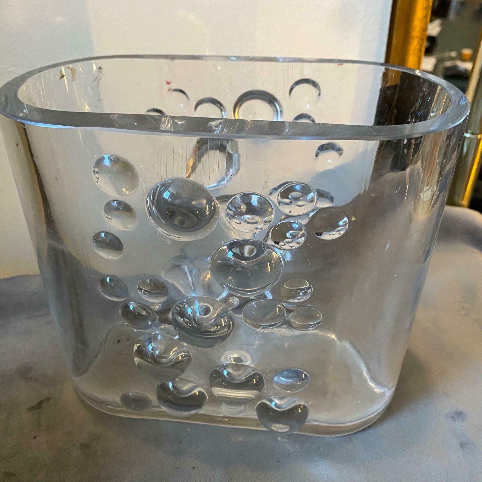 Home Decor 1970s Space Age Transparent Glass Italian Oval Bubble Vase photo