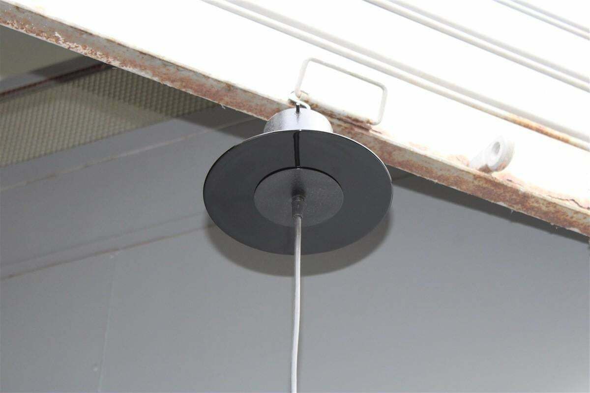 Minimal Round Chandelier 1980 Black Murano Glass Ettore Sottsass Style photo Home Decor