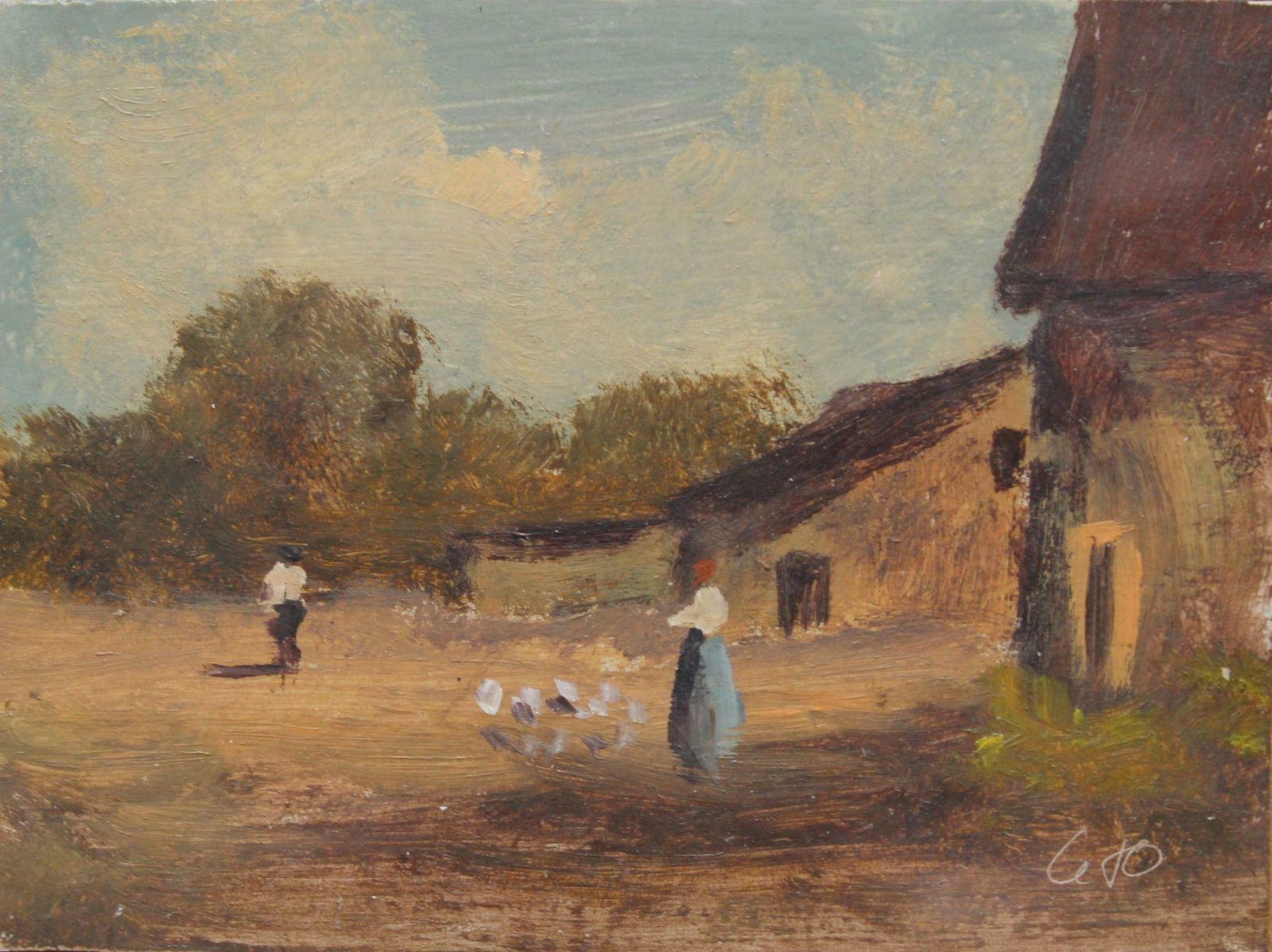 Antonio Leto In The Garden. Cardboard, Oil.