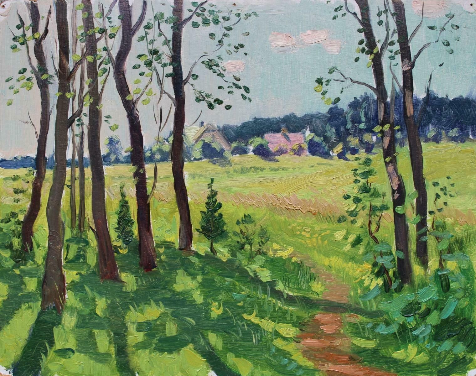 Olgerts Saldavs Path On The Edge Of The Forest. Cardboard, Oil.