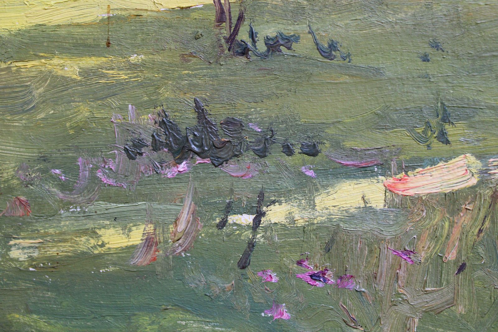 Edgars Vinters Sunny Autumn Forest Edge. 1960, Cardboard, Oil photo for sale