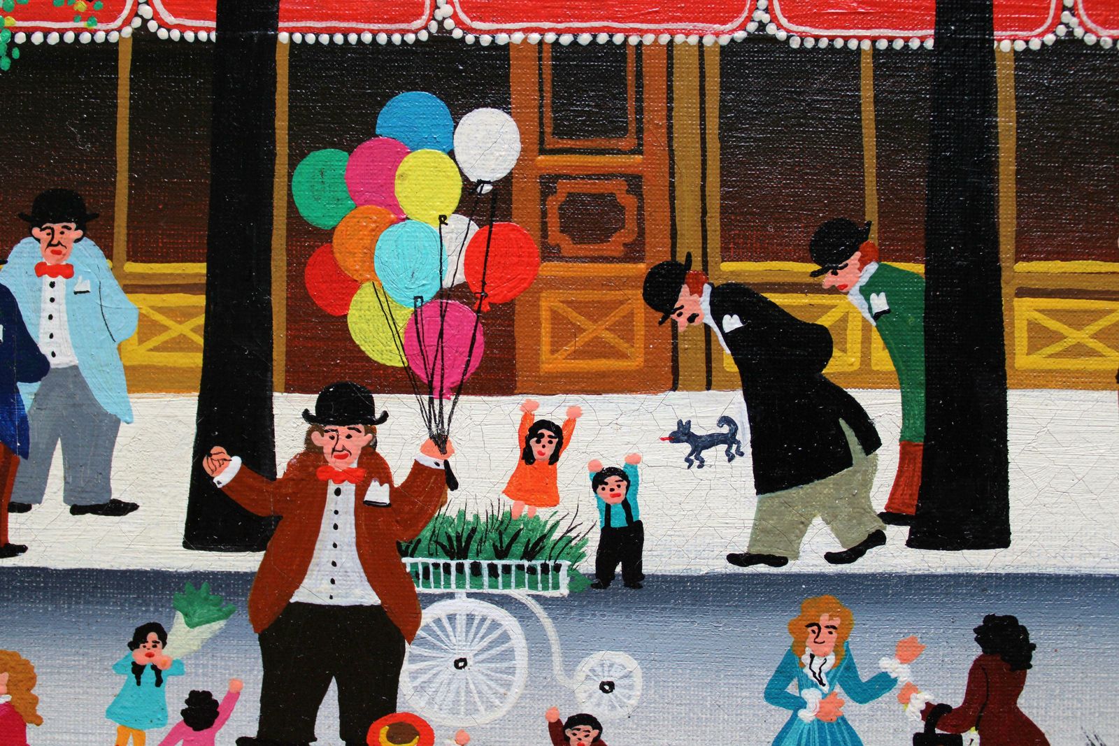 Hiro Yamagata Lively Paris Street. 1973. Oil On Canvas photo vintage