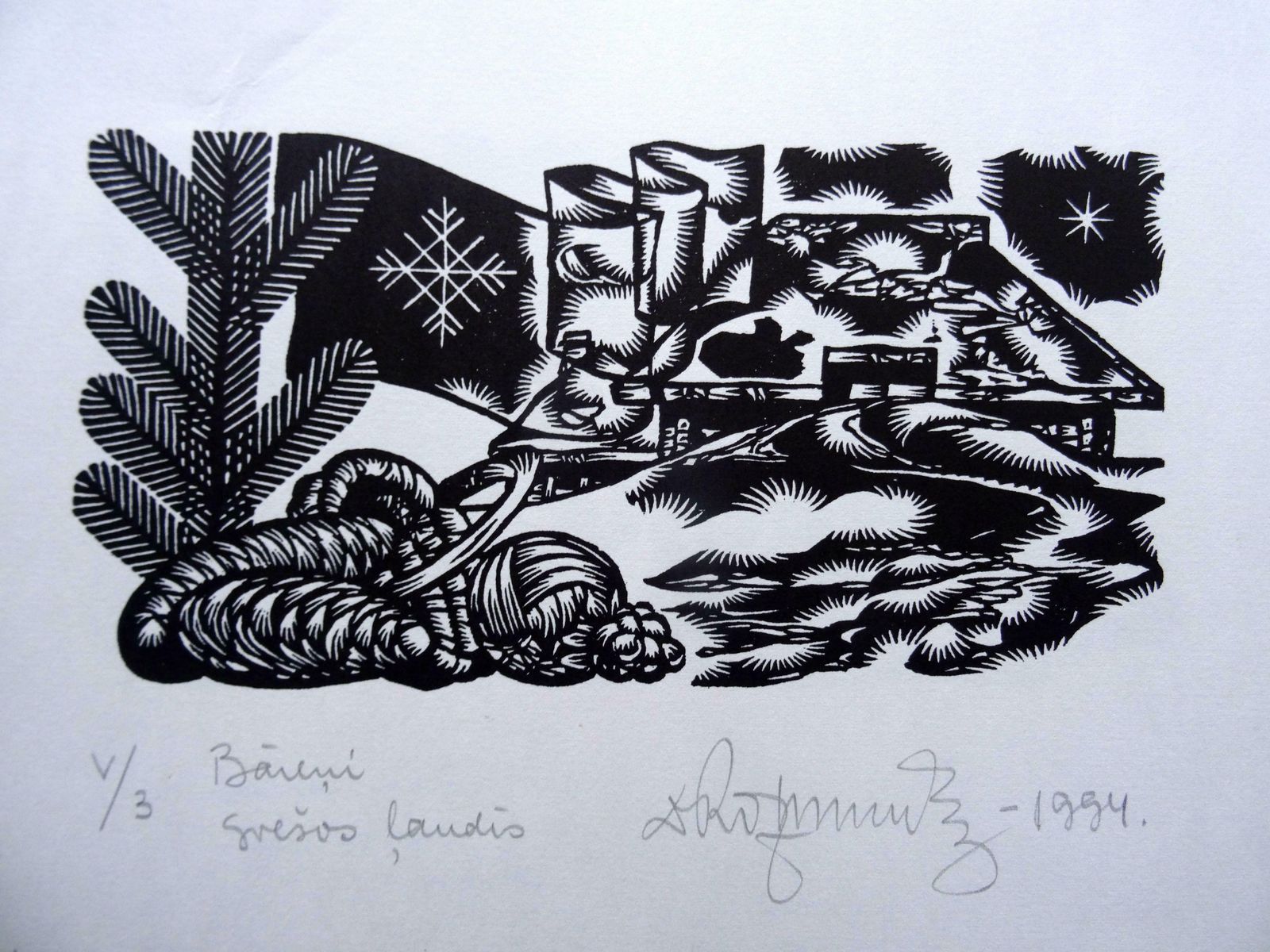 Dainis Rozkalns In Strangers. 1994. Paper, Linocut