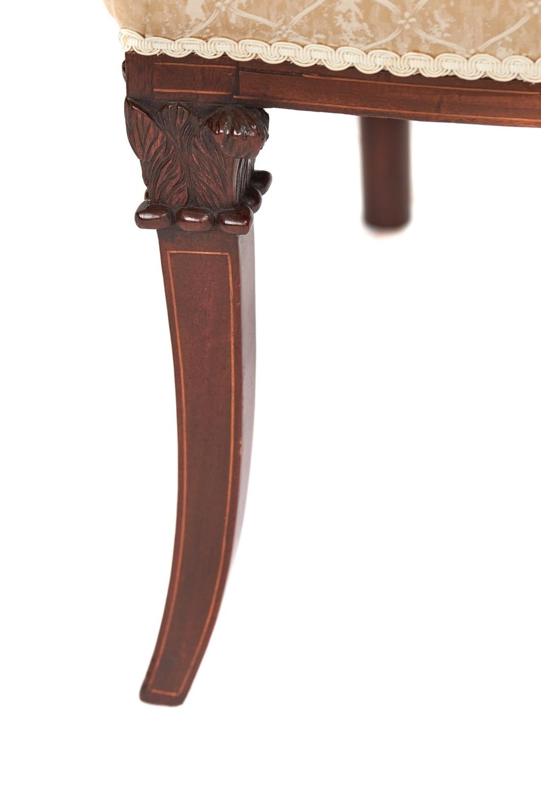 Fine Sheraton Revival Mahogany Inlaid & Carved Elbow Chair photo for sale