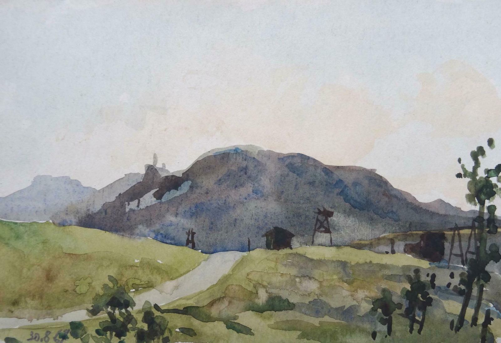 Herberts Mangolds Hill 1969, Paper/Watercolour
