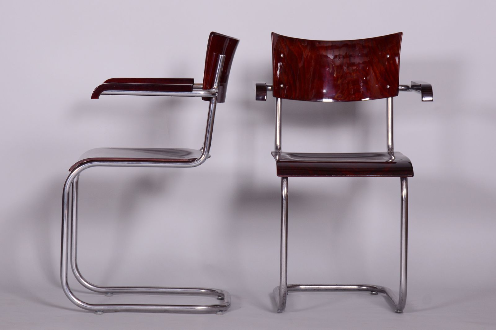 Set Of Two Restored Beech Bauhaus Armchairs By Mart Stam, Robert Slezak, Czechia, 1930s photo vintage