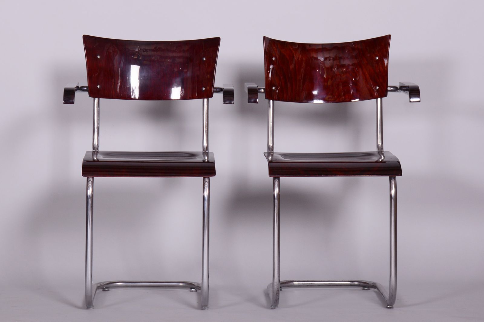 photo for sale Set Of Two Restored Beech Bauhaus Armchairs By Mart Stam, Robert Slezak, Czechia, 1930s