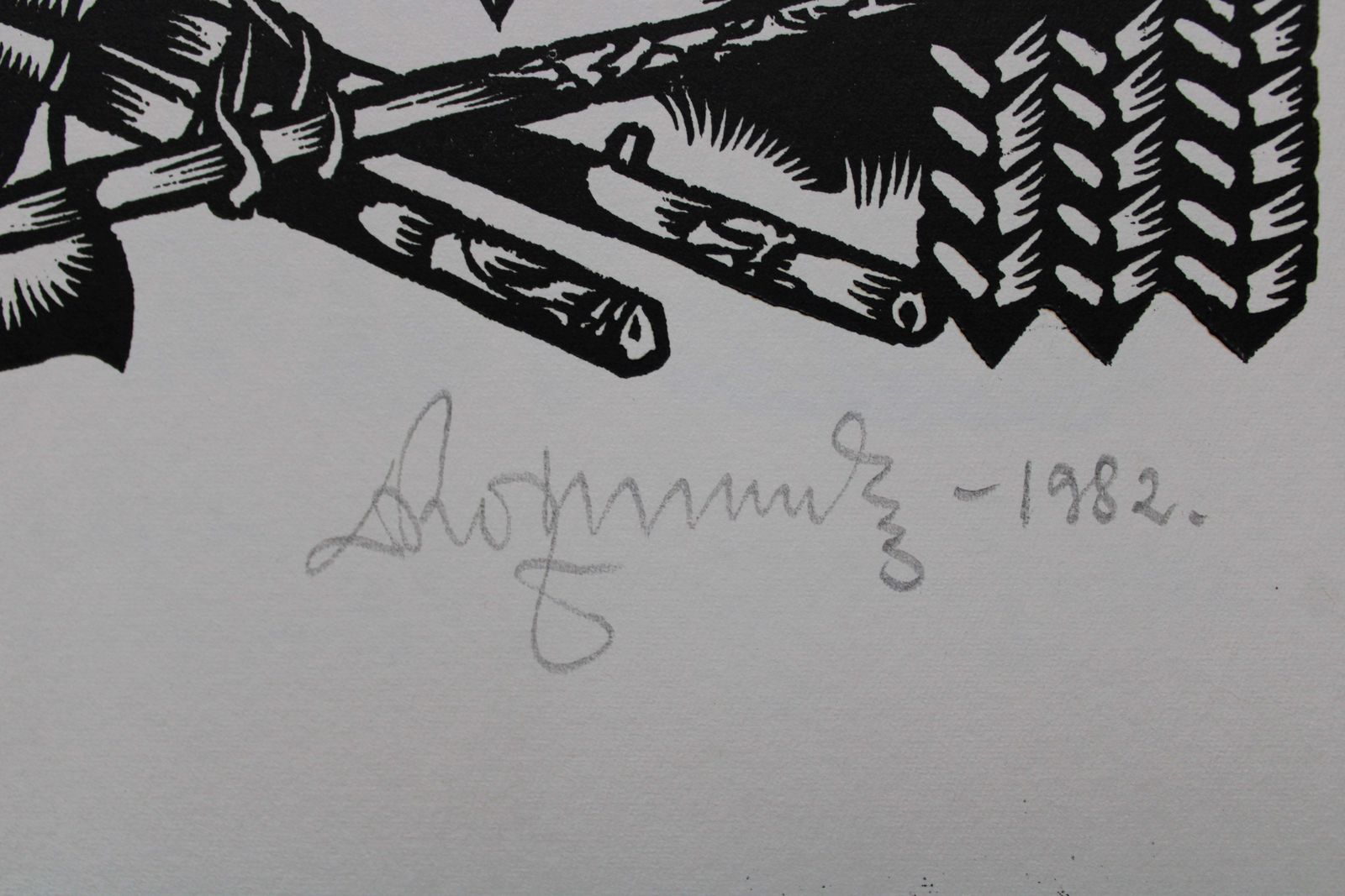 Dainis Rozkalns Bat And Tools. 1982. Paper, Linocut, photo Art