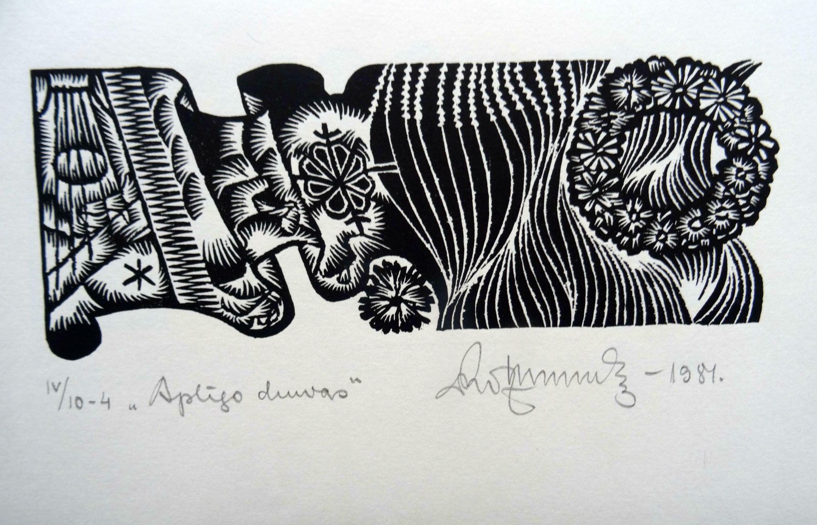 Dainis Rozkalns Midsummer Wreath. Nr. 2. 1984. Paper, Linocut,