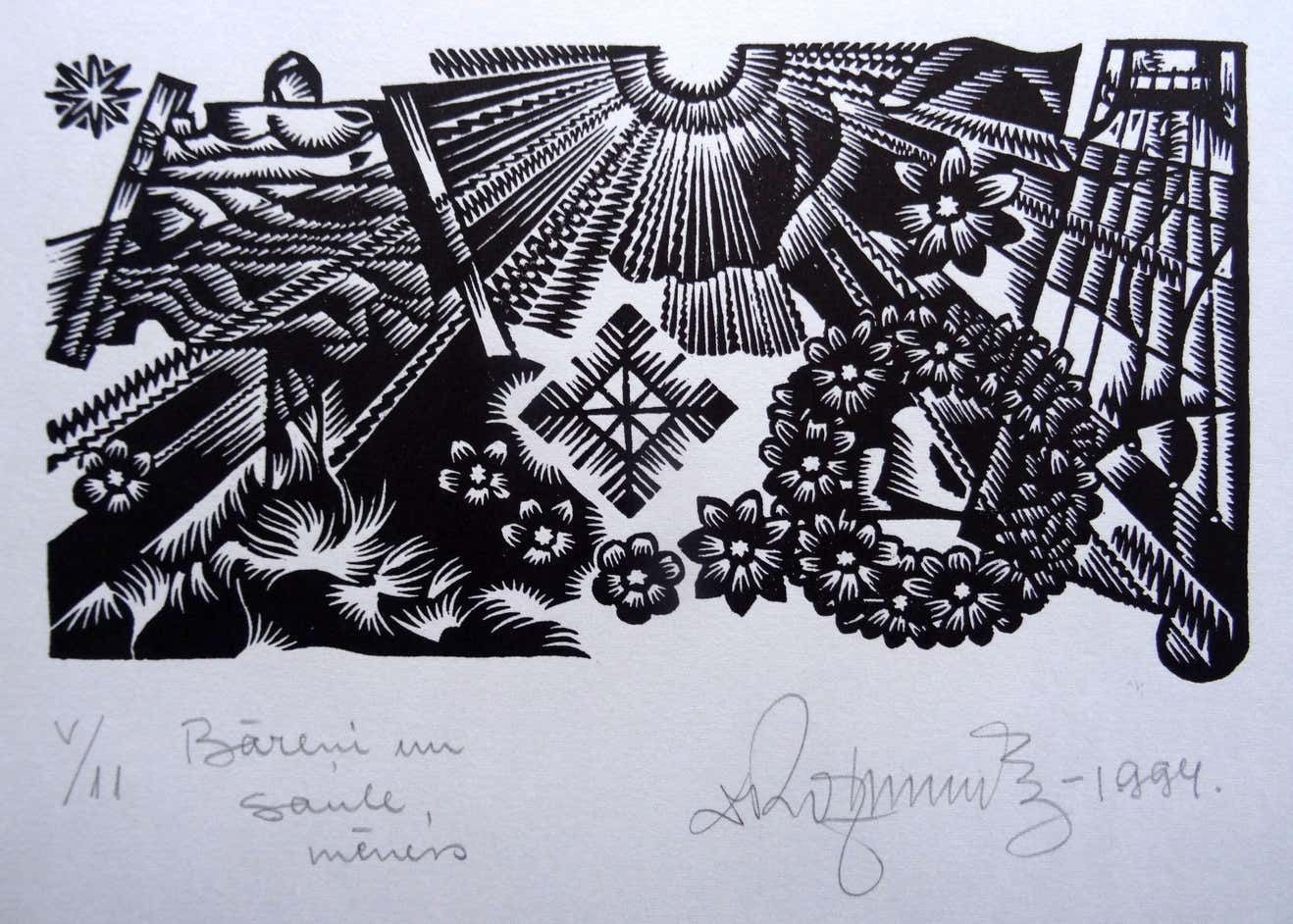 Dainis Rozkalns Sun And Moon. 1994. Paper, Linocut,